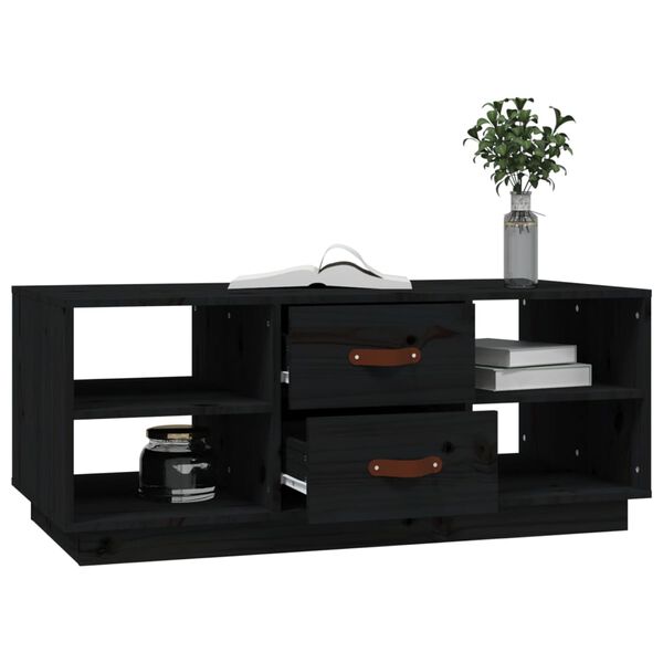 vidaXL Table basse Noir 100x50x41 cm Bois massif de pin
