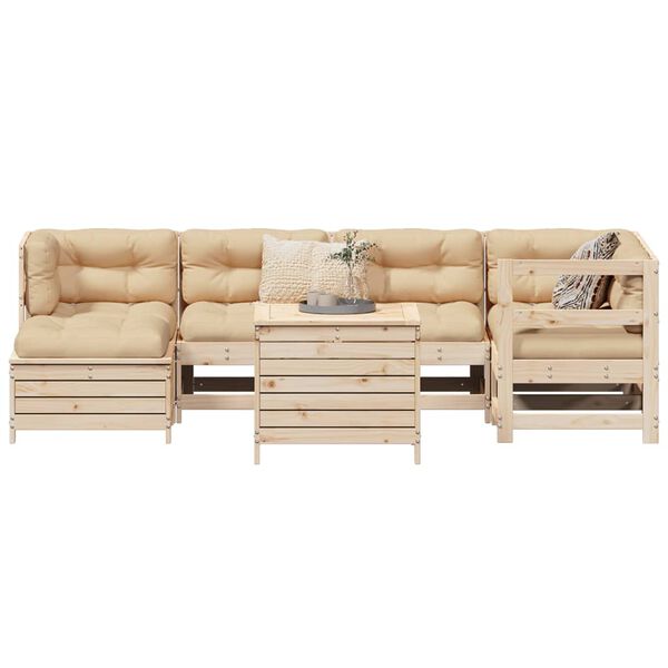 vidaXL Salon de jardin 7 pcs bois de pin massif