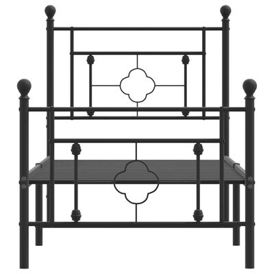 vidaXL Cadre de lit métal sans matelas avec pied de lit noir 75x190 cm