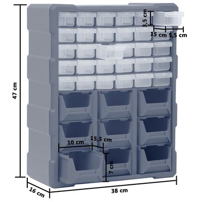 vidaXL Organisateur multi-tiroirs avec 39 tiroirs 38x16x47 cm