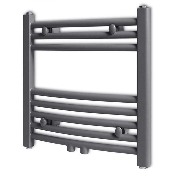 vidaXL S&egrave;che-serviettes eau chaude &agrave; rails incurv&eacute;s gris 480 x 480 mm