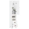 vidaXL Buffet haut Blanc 34,5x34x180 cm Bois d'ing&eacute;nierie
