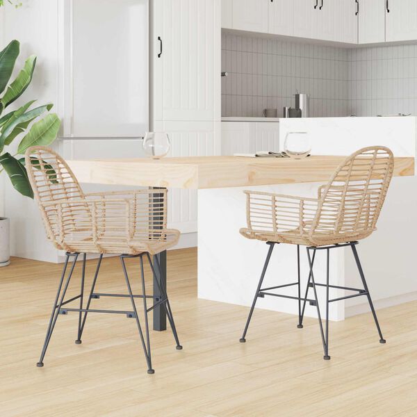 vidaXL Chaise de salle &agrave; manger 2 pcs Naturel 44 x 44 x 74 cm