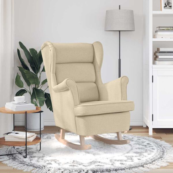 vidaXL Chaise &agrave; bascule cr&egrave;me 74x90x102 cm tissu