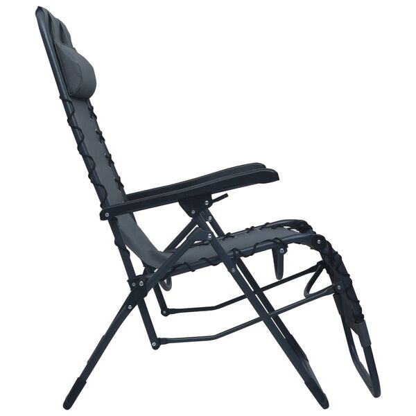 vidaXL Chaise pliable de terrasse Gris Textil&egrave;ne