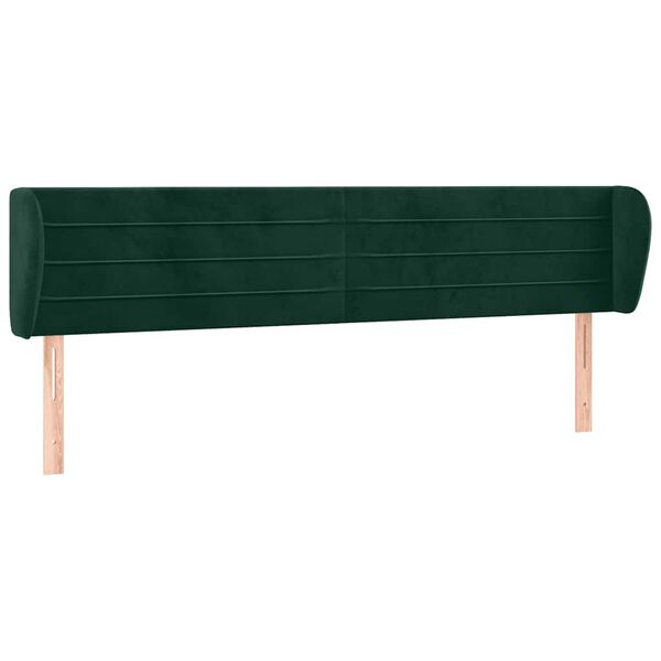 vidaXL T&ecirc;te de lit avec oreilles Vert fonc&eacute; 163x23x78/88 cm Velours