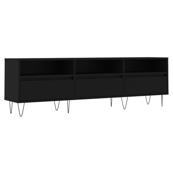vidaXL Meuble TV noir 150x30x44,5 cm bois d'ing&eacute;nierie