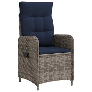vidaXL Chaise de jardin inclinable Gris et bleu marine