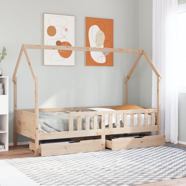 vidaXL Cadre de lit enfants avec tiroirs sans matelas 90x200 cm bois