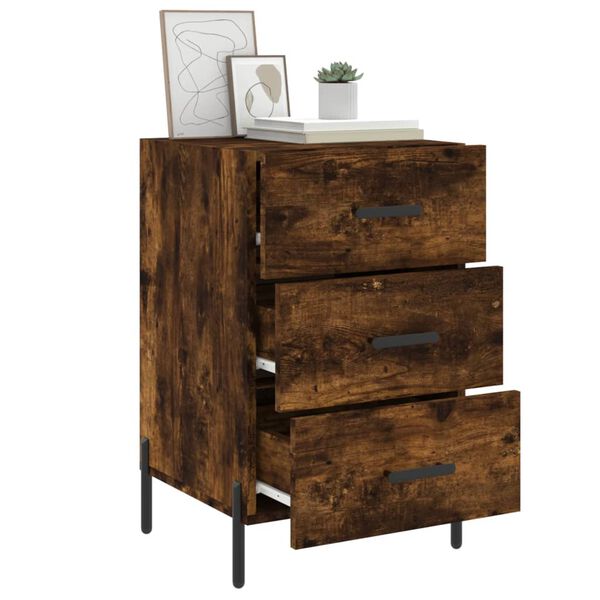 vidaXL Table de chevet ch&ecirc;ne fum&eacute; 40x40x66 cm bois d'ing&eacute;nierie
