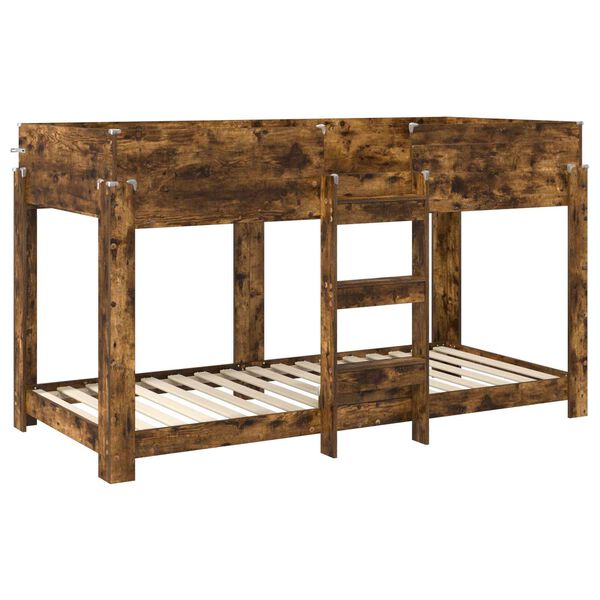 vidaXL Lit Superpos&eacute; pour Enfants avec matelas Ch&ecirc;ne fum&eacute; 100 x 200 cm