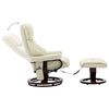 vidaXL Fauteuil de massage inclinable Cr&egrave;me Similicuir et bois courb&eacute;