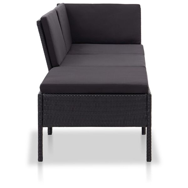 vidaXL Salon de jardin 3 pcs avec coussins R&eacute;sine tress&eacute;e Noir