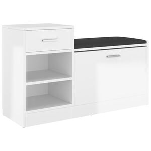 vidaXL Banc &agrave; chaussures Blanc brillant 94,5x31x57 cm Agglom&eacute;r&eacute;