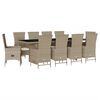 vidaXL Ensemble &agrave; manger de jardin et coussins 11 pcs beige poly rotin