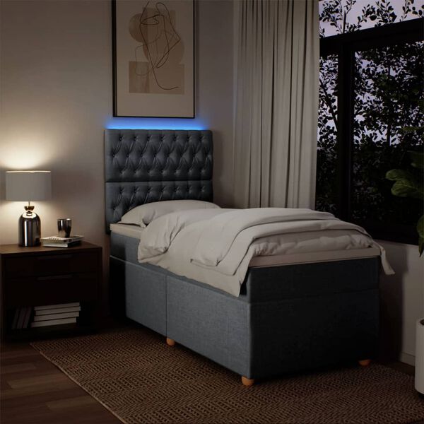 vidaXL Sommier &agrave; lattes de lit et matelas Gris clair 90x190 cm Tissu