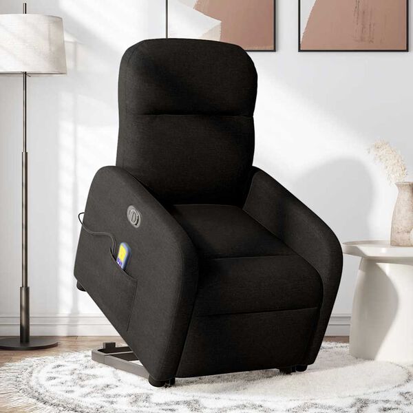 vidaXL Fauteuil inclinable de massage &eacute;lectrique Noir Tissu
