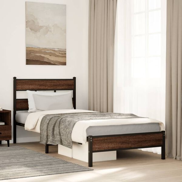 vidaXL Cadre de lit sans matelas chêne marron 107x203 cm