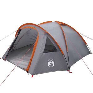 vidaXL Tente D&ocirc;me 4 personne 308 x 268 x 130 cm Gris et orange
