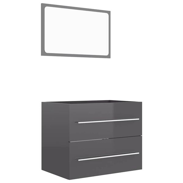 vidaXL Ensemble de meubles de salle de bain 2 pcs Gris brillant
