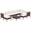 vidaXL Salon de jardin 10 pcs avec coussins R&eacute;sine tress&eacute;e Marron