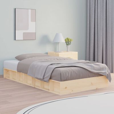 vidaXL Cadre de lit 75x190 cm Petit simple Bois massif