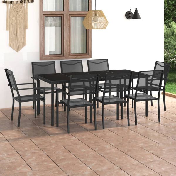 vidaXL Mobilier de salle &agrave; manger d'ext&eacute;rieur 9 pc Acier