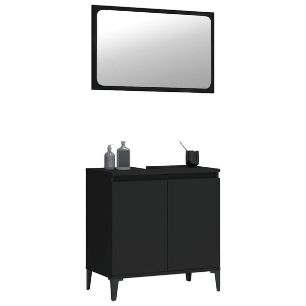 vidaXL Ensemble de meubles salle de bain 2 pcs noir bois d'ing&eacute;nierie