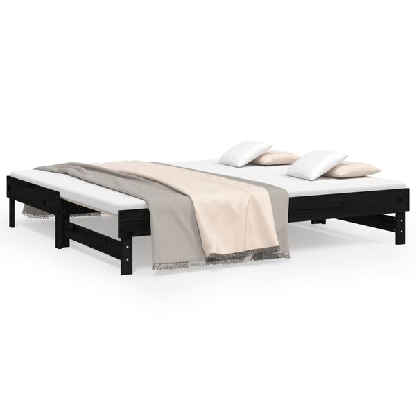 vidaXL Lit coulissant sans matelas noir 2x(90x190) cm