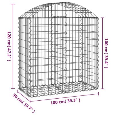 vidaXL Panier de gabions arqué 100x50x100/120 cm Fer galvanisé