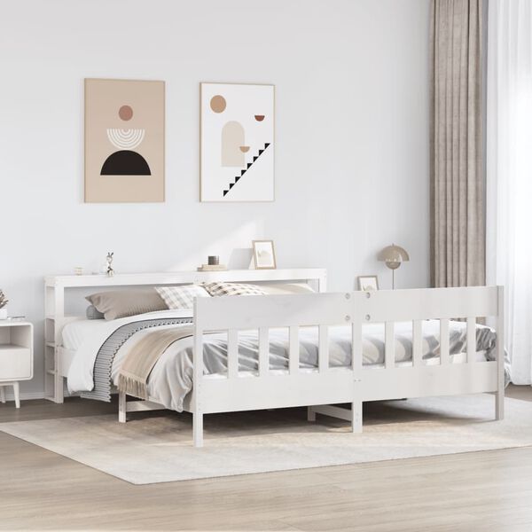 vidaXL Cadre de lit sans matelas blanc 180x200 cm bois massif de pin