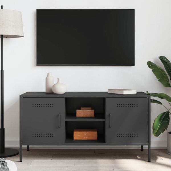 vidaXL Meuble TV noir 100,5x39x50,5 cm acier