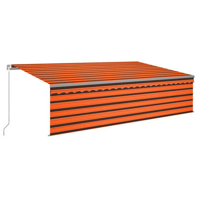 vidaXL Auvent manuel rétractable avec store et LED 5x3 m Orange marron