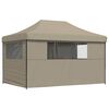 vidaXL Tente de r&eacute;ception pliable escamotable 4 parois lat&eacute;rales taupe