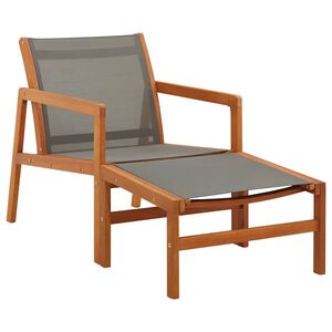 vidaXL Chaise de jardin et repose-pied Gris Eucalyptus et textil&egrave;ne