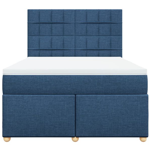 vidaXL Sommier &agrave; lattes de lit avec matelas Bleu 160x200 cm Tissu