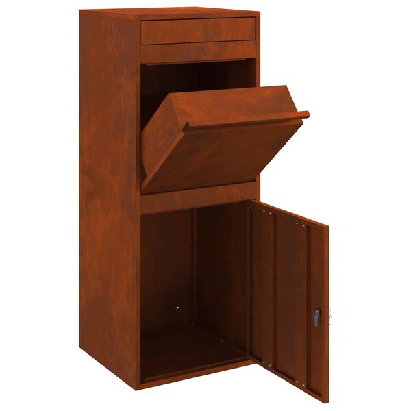 vidaXL Bo&icirc;te de d&eacute;p&ocirc;t de colis Rouill&eacute; 41 x 38 x 103 cm Acier patin&eacute;