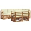 vidaXL Ensemble de canap&eacute;s d'ext&eacute;rieur 7 pc Naturel et Cr&egrave;me Polyester