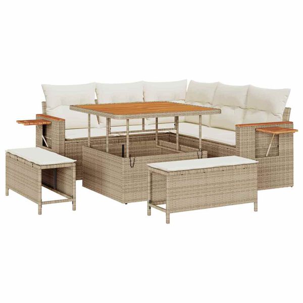 vidaXL Ensemble de canap&eacute; de jardin avec coussin 8 pcs Beige et cr&egrave;me