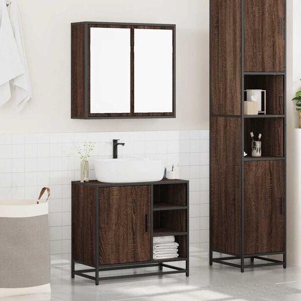 vidaXL Ensemble de meubles de salle de bain 2 pcs Chêne marron