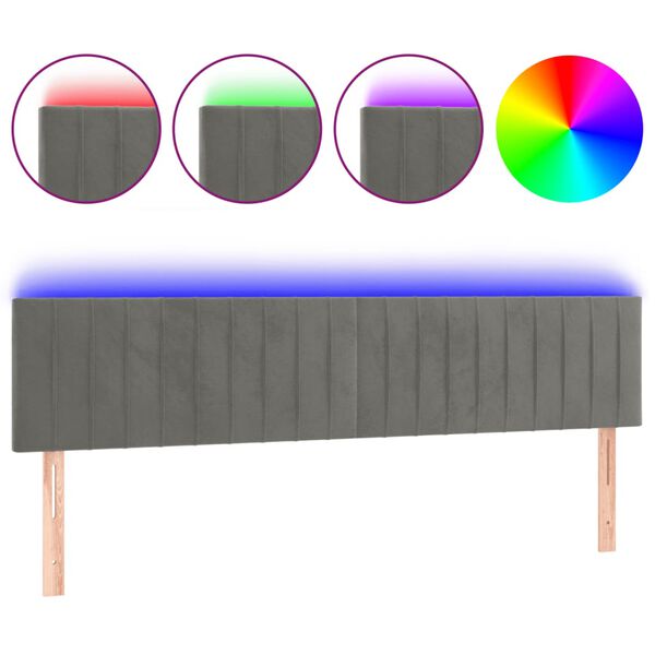 vidaXL T&ecirc;te de lit &agrave; LED Gris clair 180x5x78/88 cm Velours