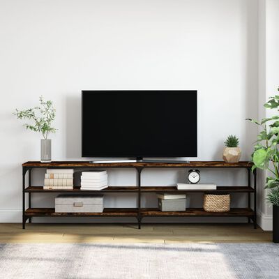 vidaXL Meuble TV chêne fumé 180x30x50 cm bois d'ingénierie et métal