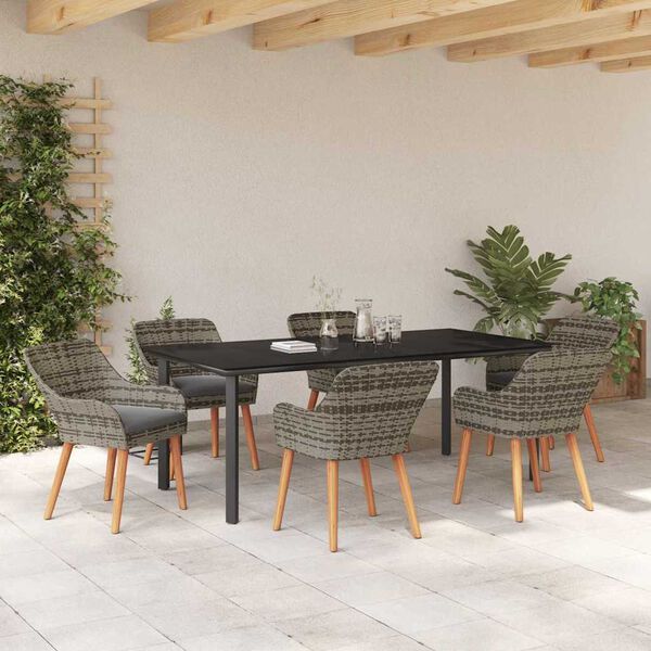 vidaXL Ensemble de salle à manger pour jardin 7 pcs Gris polyrotin