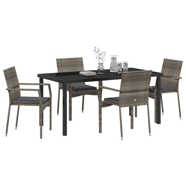 vidaXL Ensemble de salle &agrave; manger pour jardin 5 pcs Gris polyrotin