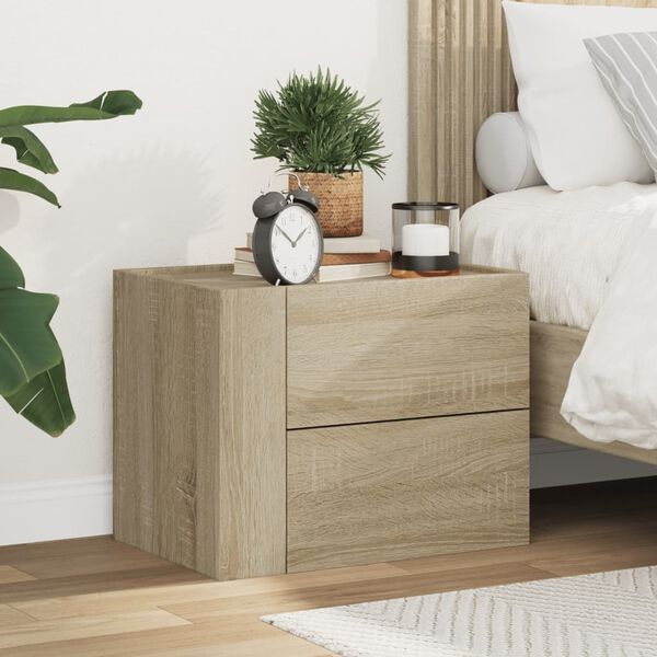 vidaXL Table de chevet murale ch&ecirc;ne sonoma 45x30x35 cm
