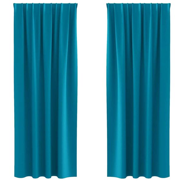 vidaXL Rideaux occultants avec anneaux 2 pcs Turquoise 245 x 140 cm