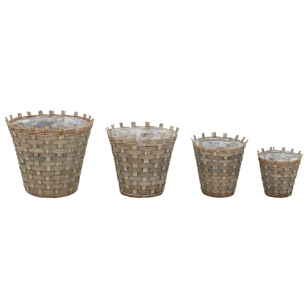 vidaXL Lits sur&eacute;lev&eacute;s 4 pcs Osier avec doublure en PE