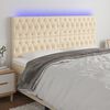 vidaXL T&ecirc;te de lit &agrave; LED Cr&egrave;me 200x7x118/128 cm Tissu