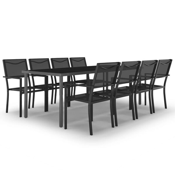 vidaXL Mobilier de salle &agrave; manger d'ext&eacute;rieur 9 pc Acier