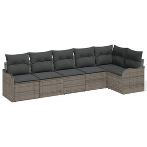 vidaXL Ensemble de canap&eacute; de jardin avec stockage 6 pcs Gris polyrotin